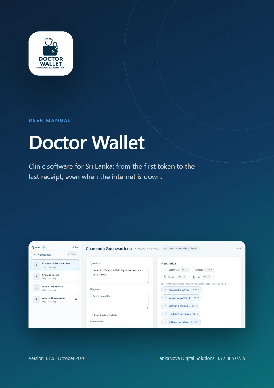The cover of the Doctor Wallet user manual